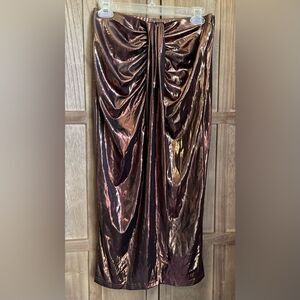 NWT.  CIDER Metallic Mid Waist Split midi skirt.